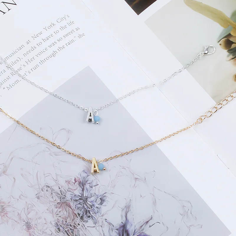 Новый сплав простой буквы цепи браслет для женщин Мода золото серебро бусины