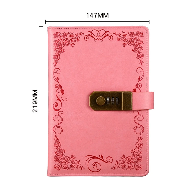 Черный дневник с замком записная книжка A5 винтажная Запираемая бумага