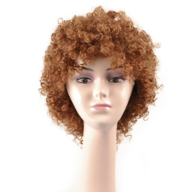 Афро кудрявый парик синтетические Короткие парики с челкой для женщин афро