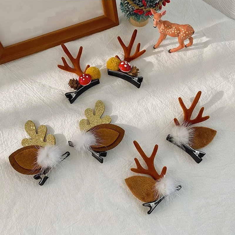 

Christmas Antler Hair Clips Deer Ear Hairpins Festival Christmas Headbands Pine Cones Hair Ball Adult Headwear Hair Accessories