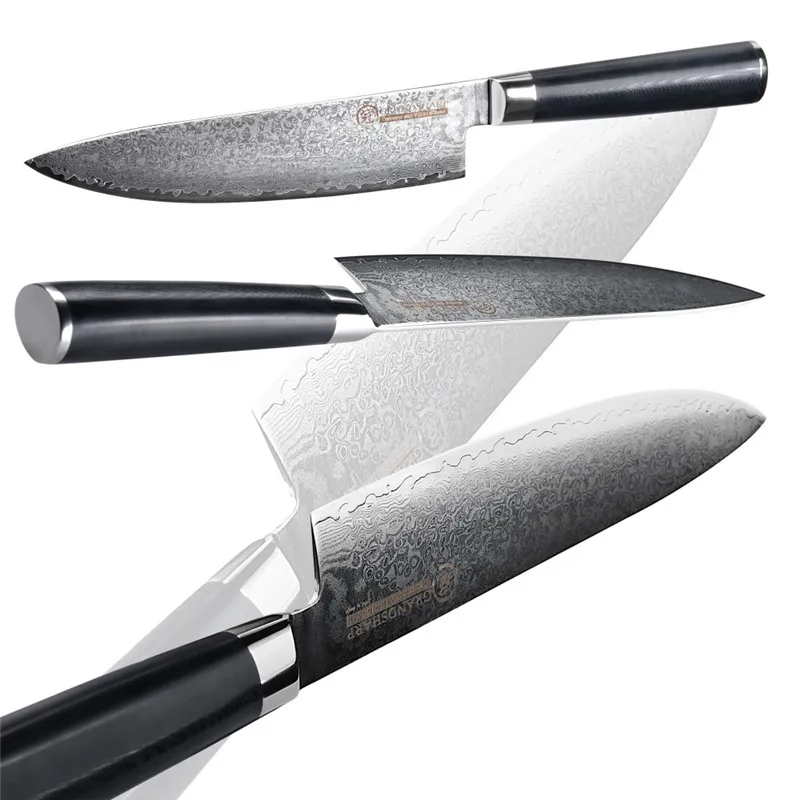 Нож шеф-повара Damascus 8" Кухонный нож Японской VG10 стали 67 слоев Японские ножи с рукояткой G10 в подарочной коробке.