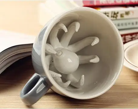 Octopus Жуткая кофейная кружка креативный паук керамическая чашка скрытое животное внутри Череп Паук кружки Хэллоуин Праздник подарок на день рождения для друга - Цвет: Octopus
