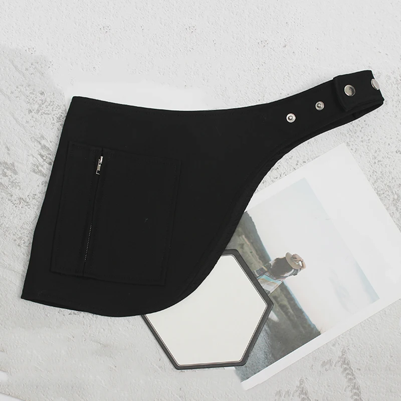 

Split Asymmetrical Pockets Joing Wide Black Belt Personality Women New Fashion Tide All-match Spring Autumn 2021 1DD3110