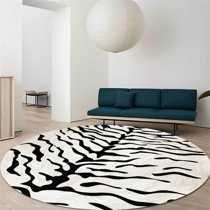 

Modern Luxury Round Carpet Printing Animal Skin Living Room Bedroom Bedside Dining Table Non-slip Rugs Chair Circle Mats tapetes