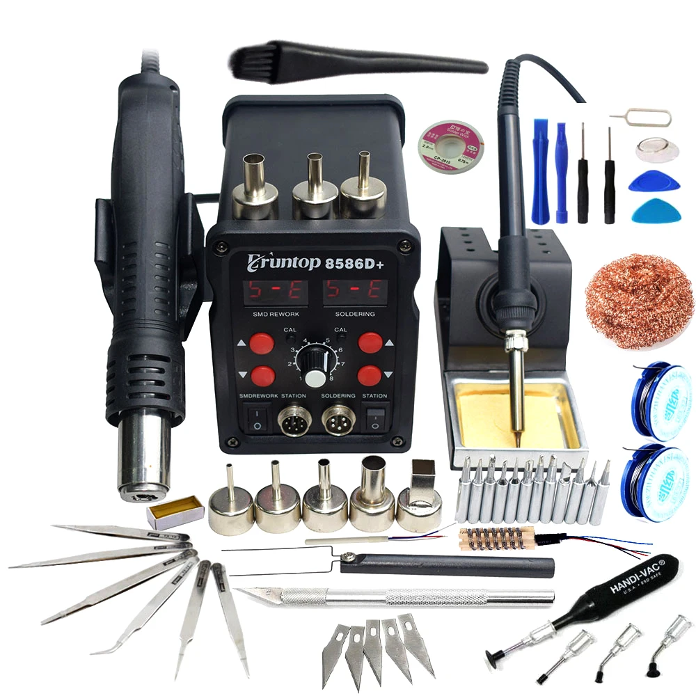 

Eruntop 8586D+ Double Digital Display Electric Soldering Irons +Hot Air Gun Better SMD Rework Station Upgraded 8586