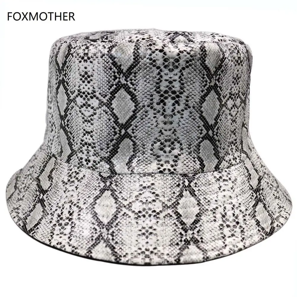 FOXMOTHER Новая мода Casquette змеиный принт кожаные шляпы с полями женские ботинки в