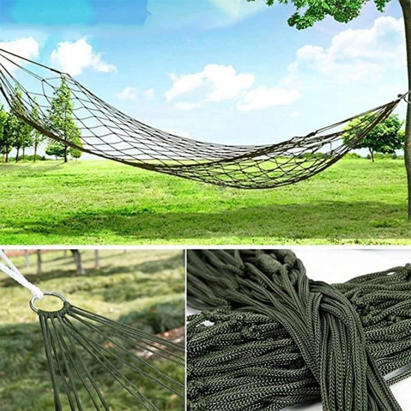 

Nylon Rope Meshy Hammock for Outdoor Sleeping Net Bed with Rope & Storage Bag Can Bear 220 lb. EJ