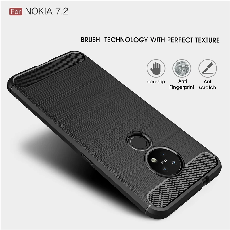 For Nokia 7.2 Case Soft TPU Silicone Carbon Fiber Rubber Anti-knock Phone Case For Nokia 7.2 6.2 2.3 Cover For Nokia 7.2