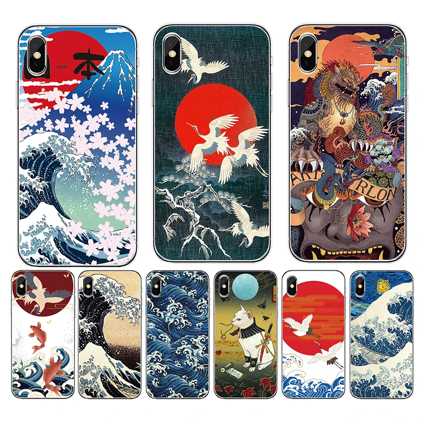 Силиконовый чехол для OPPO Reno 4 5G 3 pro 4G 2Z 10X zoom Cover Wave Art crane moon Painting