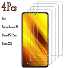 4 шт. закаленное стекло для Poco X3 NFC, защитное стекло на Poco F2 Pro, Защита экрана для Pocophone F1, защитная пленка X3