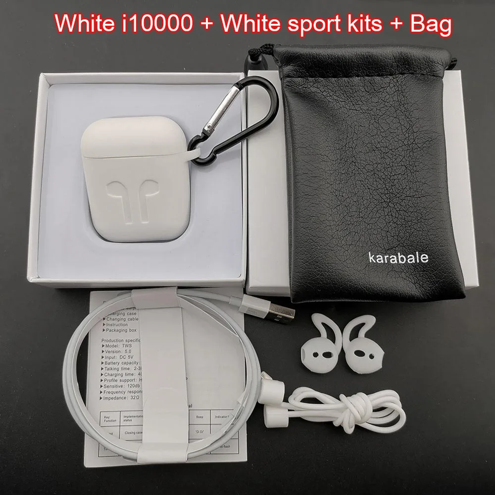 i10000 whitesport Смарт-Сенсор i10000 TWS 1:1 Реплика Aire2 Беспроводной Bluetooth наушники топ 1536p чип PK H1 чип i60 i200 i500 i1000 i5000 TWS - Цвет: i10000 whitesport