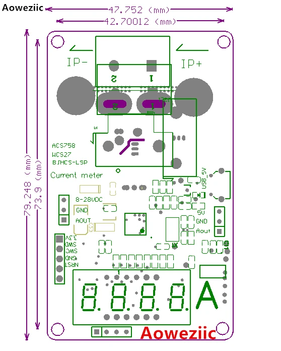 WCS2702 DC 0-2A измеритель тока Аналоговый сигнал Выход подходит для разработки USB