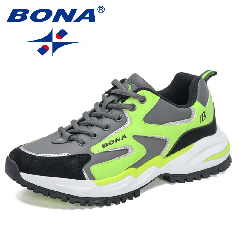 BONA 2021 New Designers Popular Sneakers Men Casual Shoes Light Classic Action Leather Running Shoes Man Athletic Footwear Male