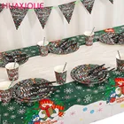 Одноразовые наборы посуды для вечевечерние на Рождество, бумажные тарелки, салфетки, чашки, товары для рождественской вечеринки, Новогоднее украшение