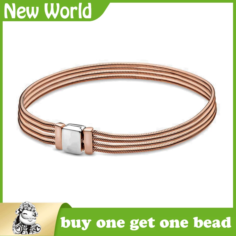 

New fit original 925 Sterling Silver Mesh bracelet Round Shape Snake Chain charm Pando bracelet for Womens Fashion DIY Jewelry