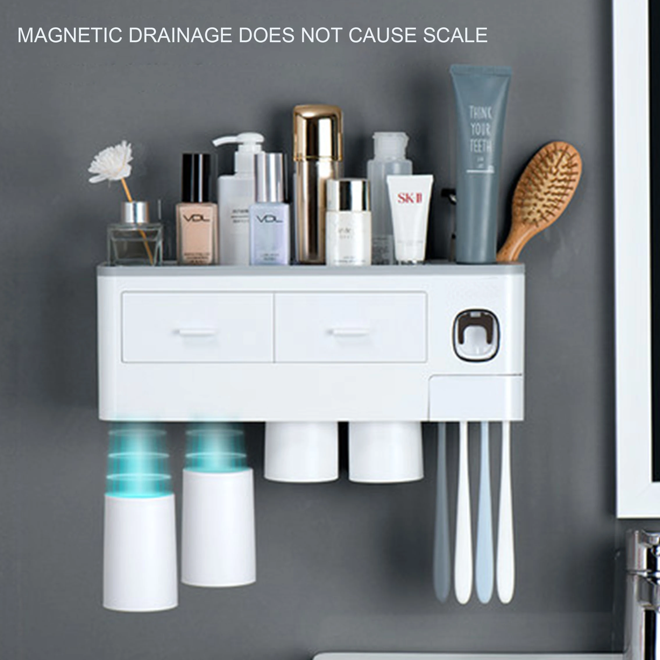 

Toothbrush Holder Automatic Toothpaste Squeezer Dispenser Inverted Magnetic Wall Mount Storage Rack Bathroom Accessories
