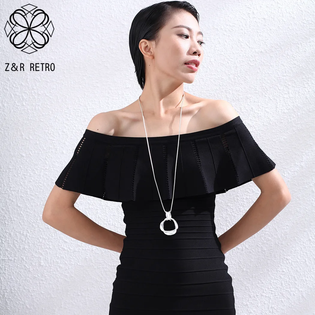 Длинное ожерелье для женщин модная Женская Геометрическая бижутерия с подвеской