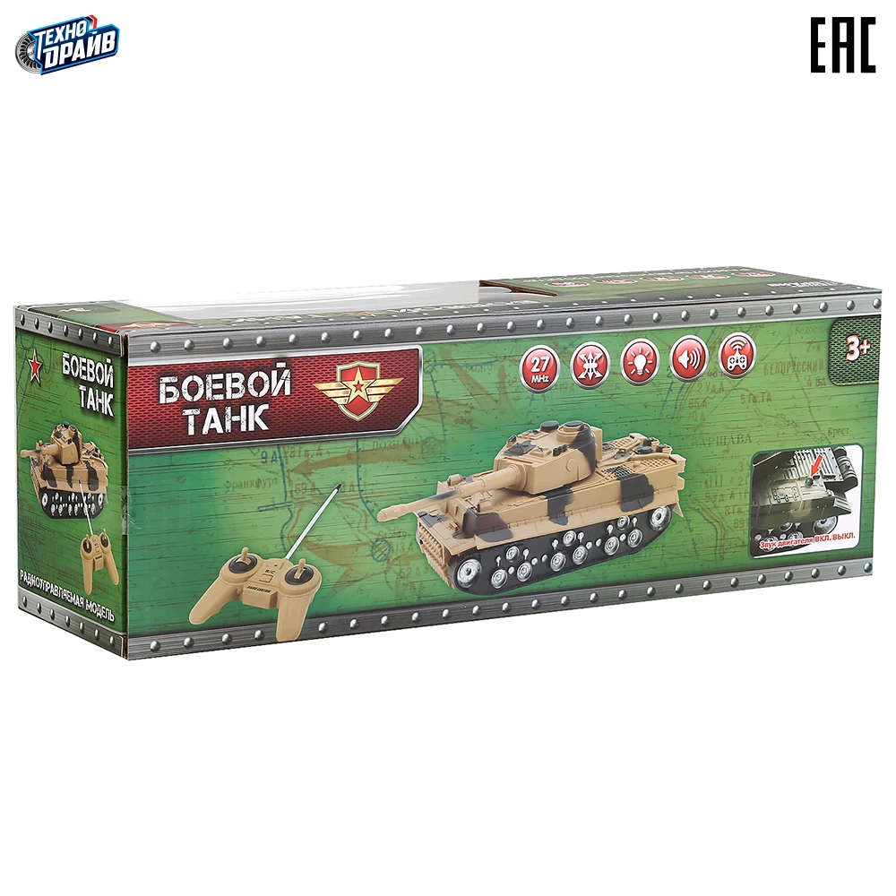 Танк ТЕХНОДРАЙВ на радиоуправлении со светом и звуком 295654|Радиоуправляемые