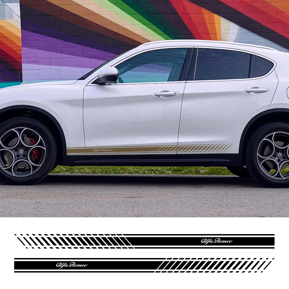 2 шт. автомобильные длинные полосатые наклейки для Alfa Romeo giulilia Giulietta 159 156 MITO Stelvio 147