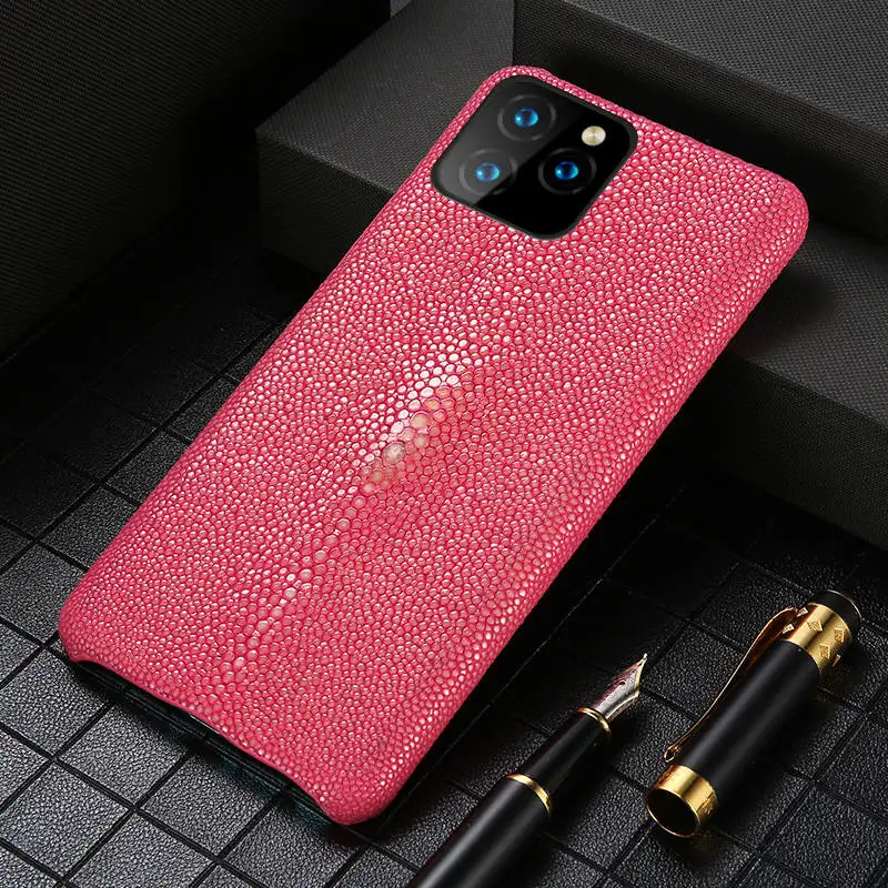 Натуральная кожа ската чехол для сотового телефона Apple iPhone 11 11 Pro 11 Pro Max X XS XR 7 Plus XS MAX 8 Plus 6 6S 5 5S se - Цвет: Розовый