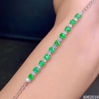 kjjeaxcmy fine jewelry 925 sterling silver inlaid natural emerald trendy girl new hand bracelet support test hot selling