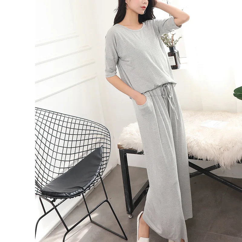 Модальные пижамы комплекты из двух предметов для женщин Осень Хлопок Домашняя