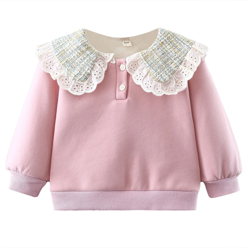 

Princess Spring Autumn New Girls Shirts 0-3Y Kid Long Sleeve Lapel Casual Fashion Doll Collar Shirt Children Clothing Tops