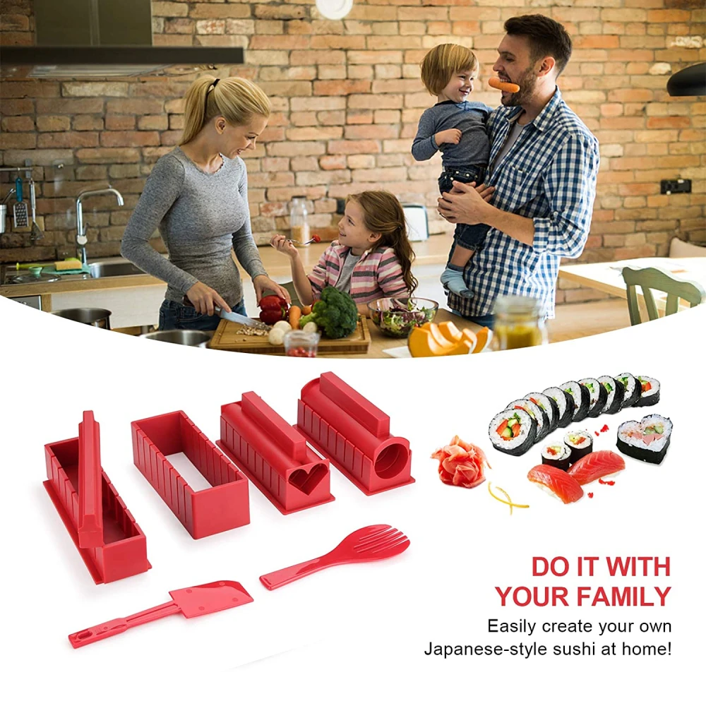 MLIA DIY 10pcs Sushi Maker Rice Mold High Quality Japanese Ball Cake Roll Multifunctional Mould Making Tools | Дом и сад