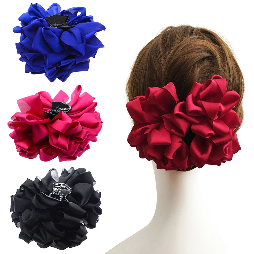 

Large Silk Flower Bow Hair Claw Jaw Clips For Women Girls Hair Clamps Girls' Wedding Barrettes Hair Accessories