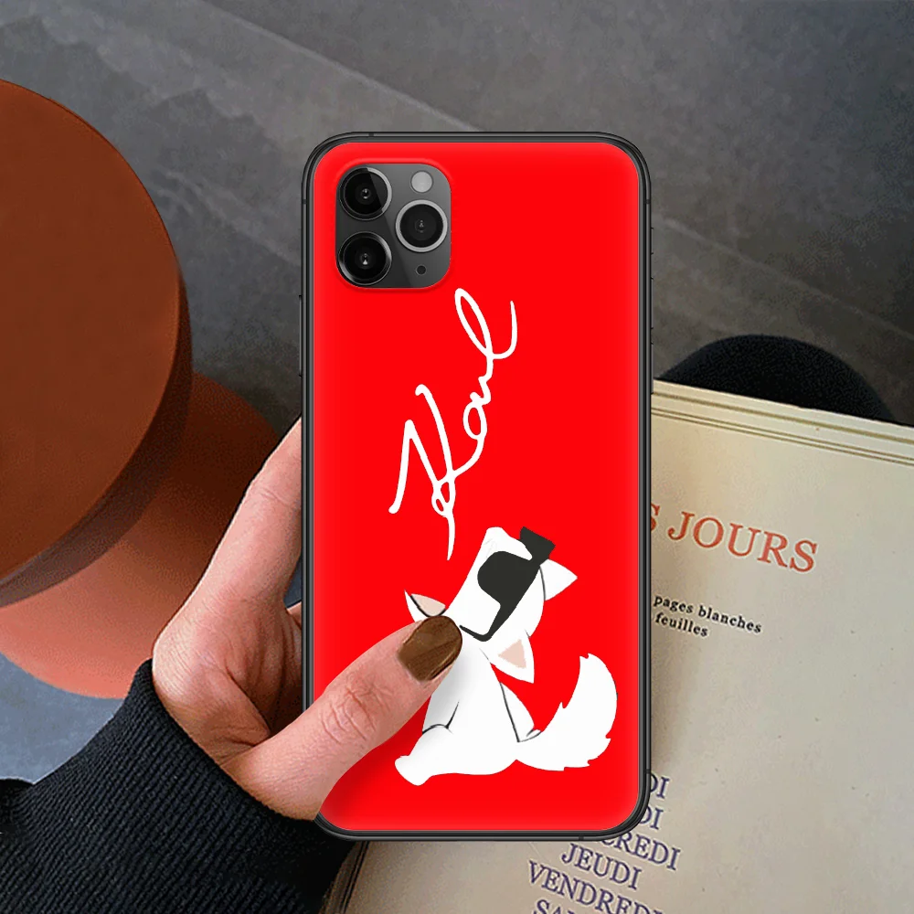 

Famous designer KARLs Phone Case For Iphone 4 4s 5 5S SE 5C 6 6S 7 8 Plus X XS XR 11 12 Mini Pro Max 2020 black Shell 3D Back
