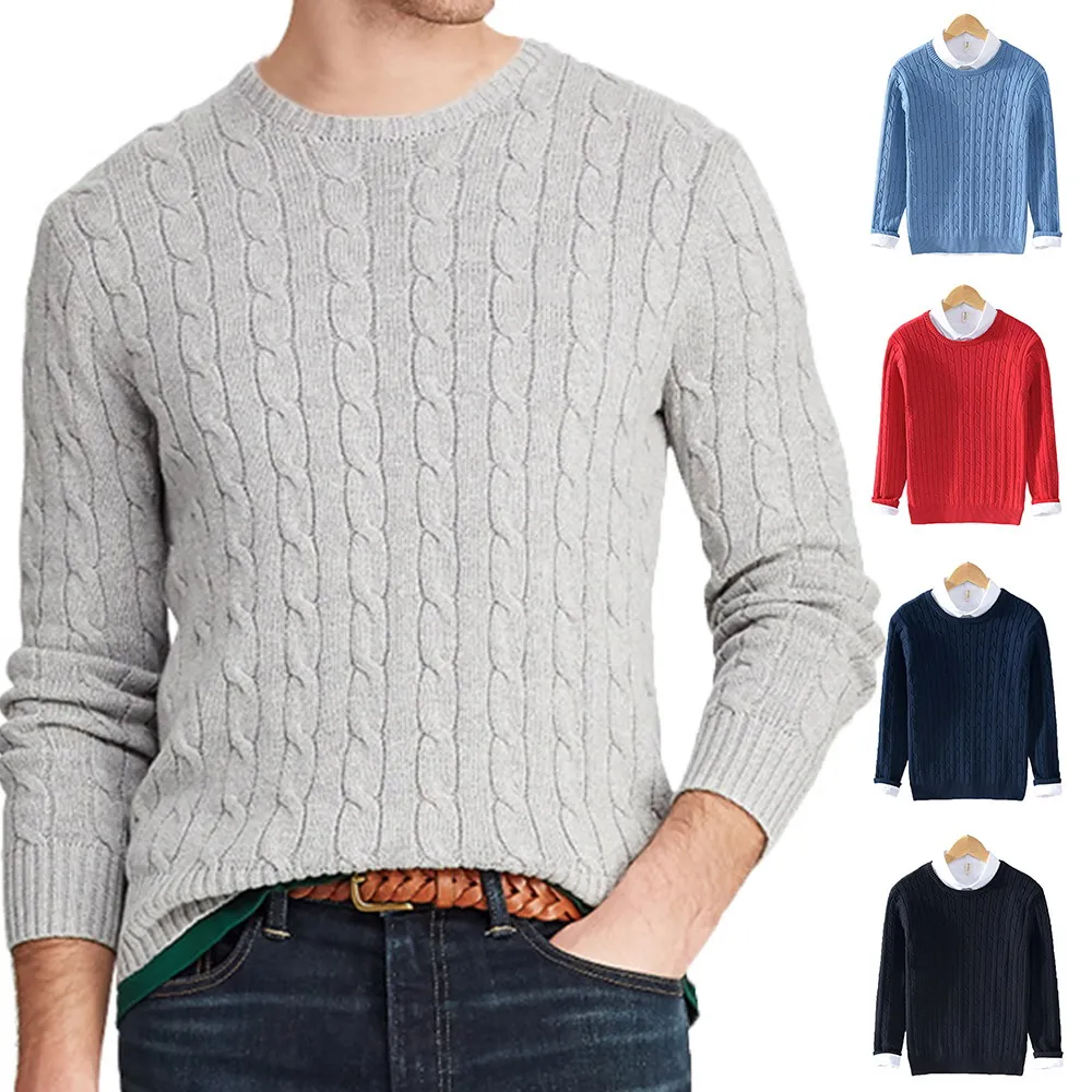 

Мужской трикотажный свитер из 100% хлопка, с длинными рукавами, с круглым вырезом, большие размеры, на осень и зиму, 8519