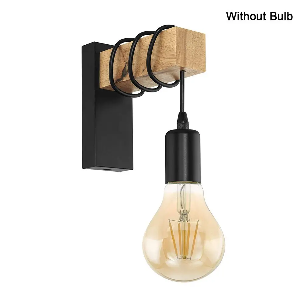 

Iron Wood Nordic Black E27 Wall Light Fixture Lampara Pared Stairs Led Light Lamps For Home Lampara De Pared