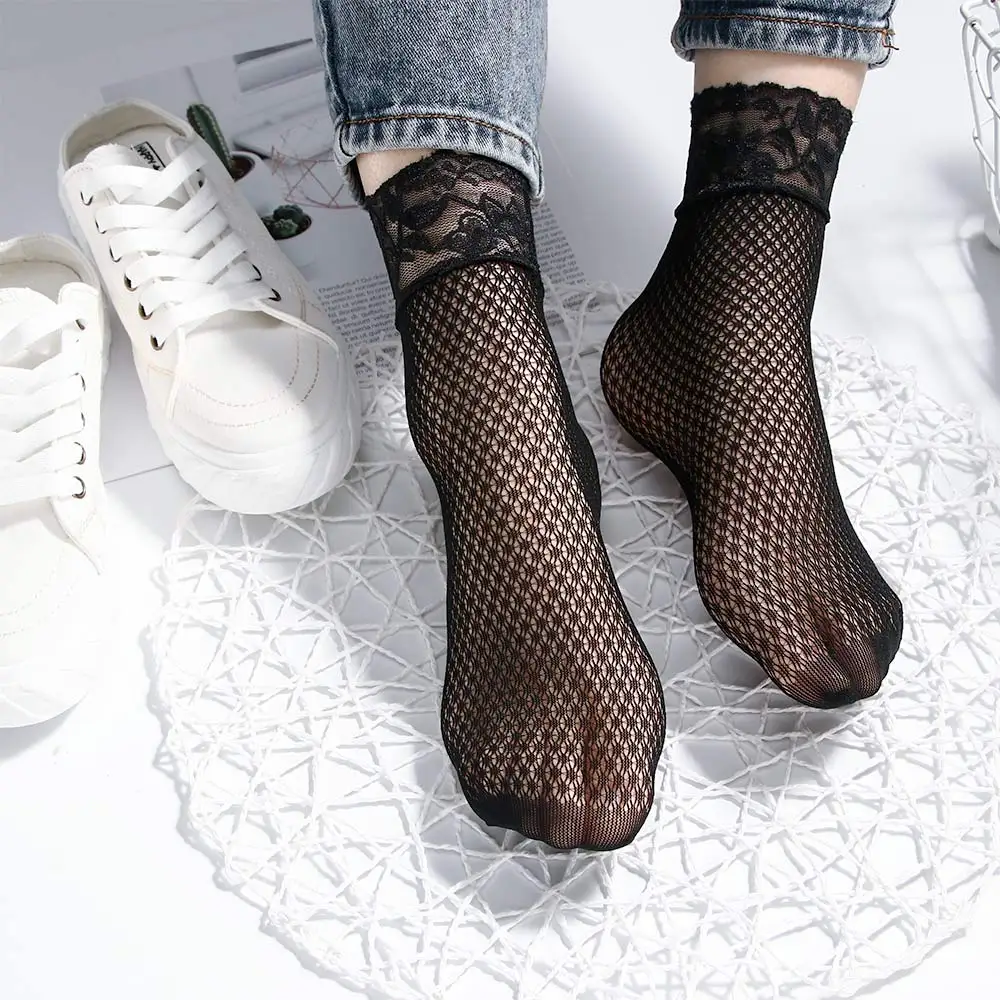 1 пара женские носки кружевные цветочные сексуальные с отверстиями вентиляция