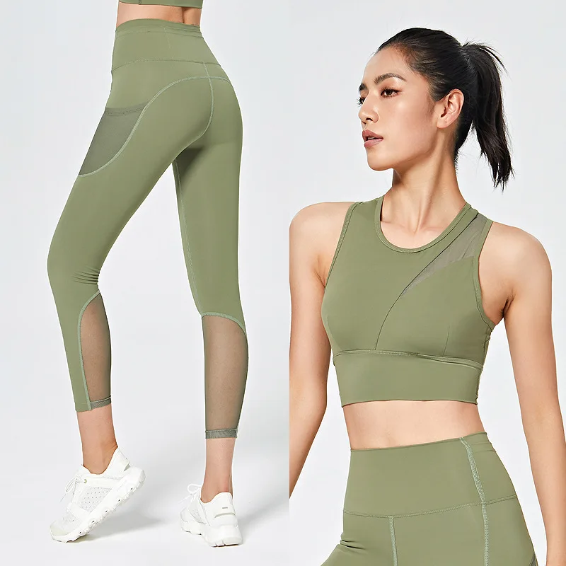 

Ladies Sportwear Fitness Two Piece Suit Women Yoga Suit Hip Lifting Running Tight+meah Sexy Bra Sets