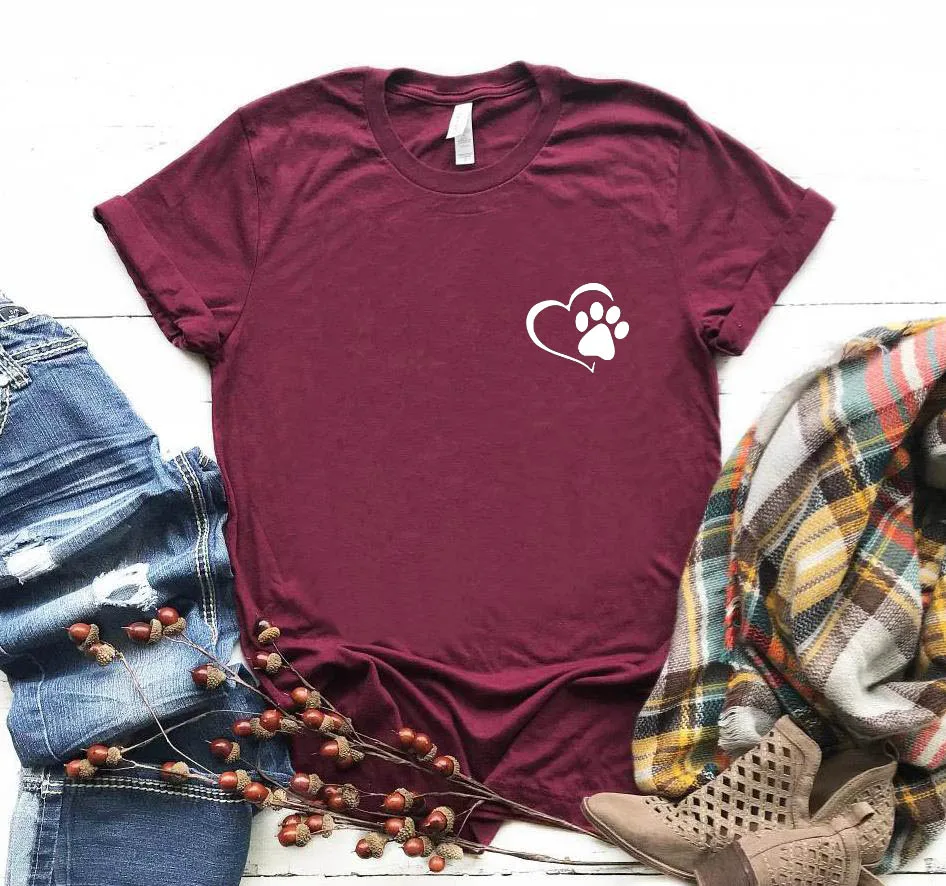 

paw heart pocket dog cat Women tshirt Cotton Casual Funny t shirt For Lady Girl Top Tee Hipster Drop Ship P494