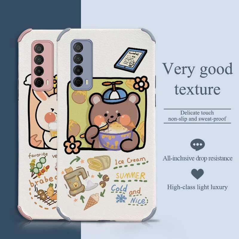 

Eat Fried Skewers And Drink Beer Phone Case For Huawei P Smart 2021 Y7A Liquid Silicone Cover