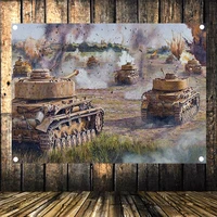 wall art canvas painting tapestry home decor ww2 weapons old photos wehrmacht king tiger tank military poster flag banner b2