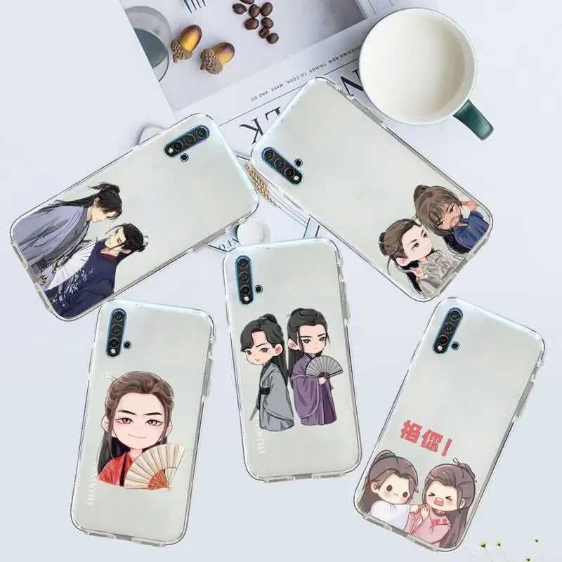 

Cartoon cute Word of honor Phone Case Transparent for Huawei honor P mate 40 20 30 10 50 i 9 x mate pro lite 8a