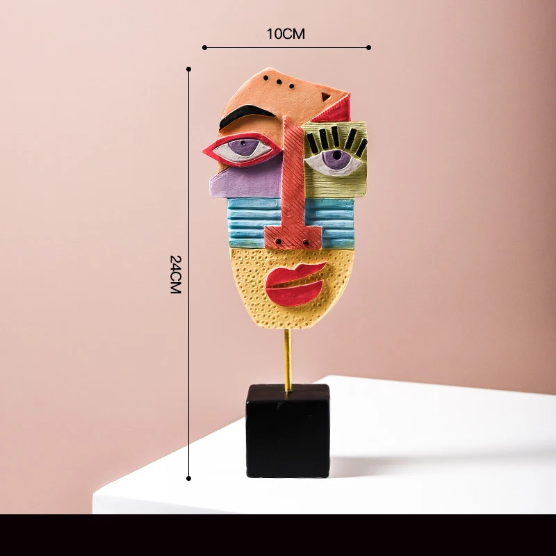 

NINE Resin Abstract Human Face Figurines Creative Character Mask Statues For Home Decor Desk Art Christmas Decoration Gift