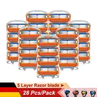 Безопасные бритвенные лезвия, 5 слоев, сменные головки, подходит для Gillette Fusion 5 Proglide Proshield, прямые лезвия для бритья