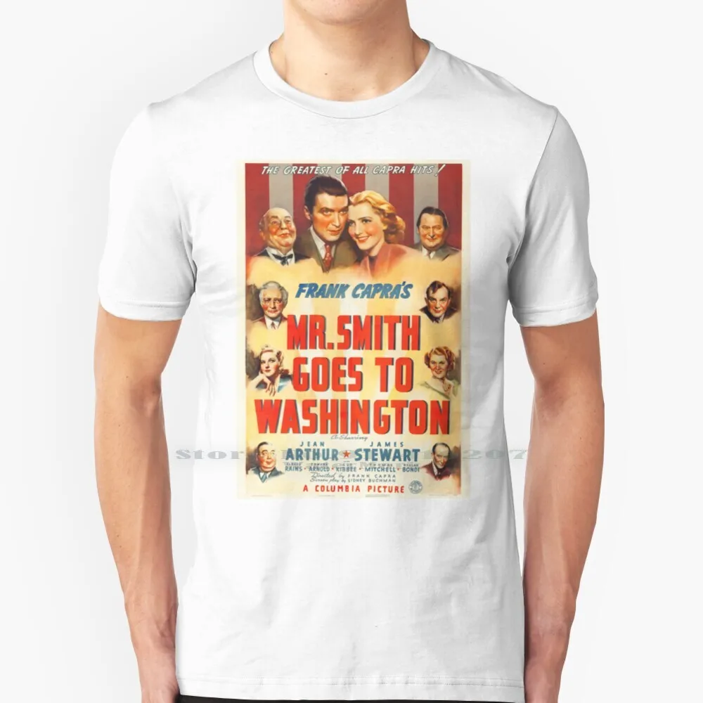 

Футболка с винтажным постером из фильма «Мистер Смит» отправляется в Вашингтон Джеймс Стюарт Джимми из 100% чистого хлопка
