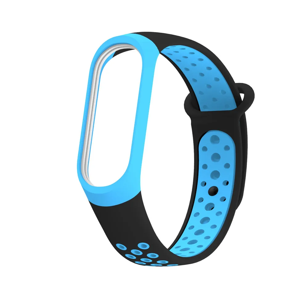 Black blue Для mi Band 3 4 ремешок Спортивные Силиконовые часы наручные браслет mi band 3 ремешок аксессуары браслет Смарт для Xiaomi mi 3 4 ремешок - Цвет: Black blue