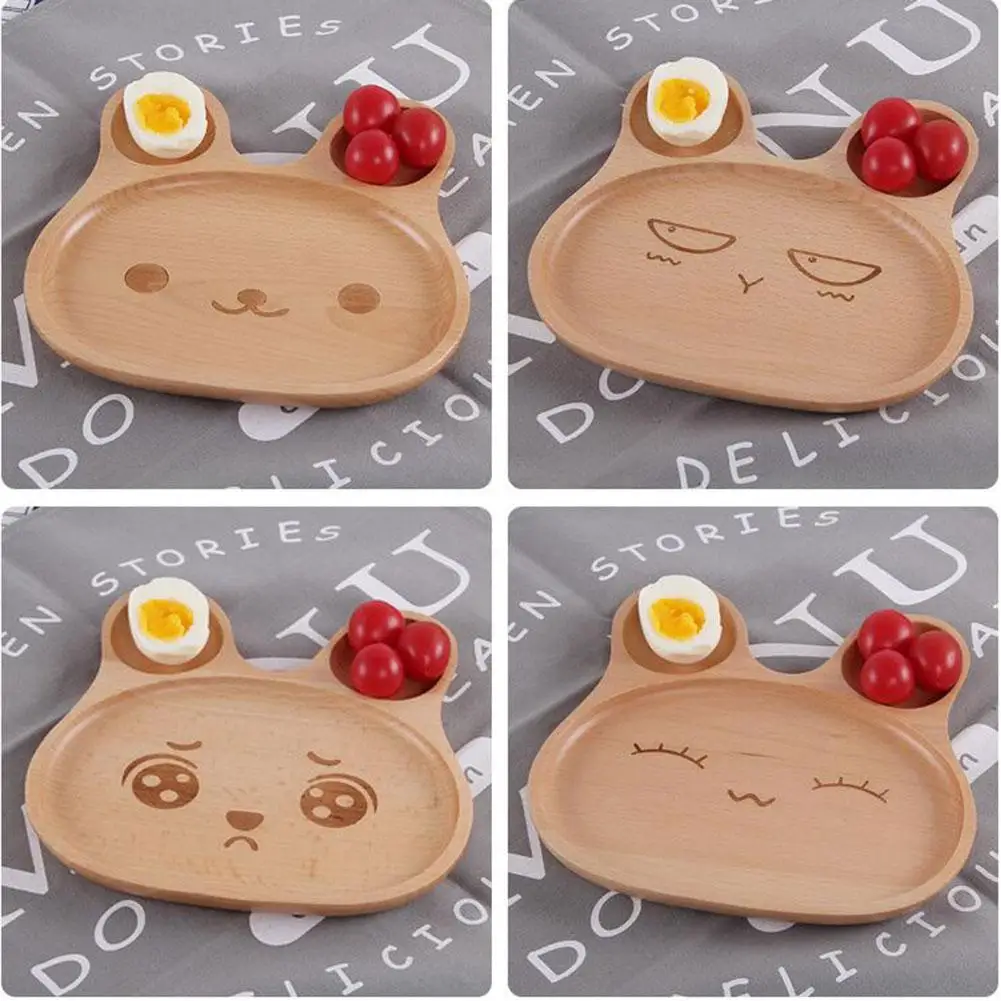 Rabbit Wooden Dishes Plates Set Kids Children Cute Handmade Tray Tableware Dinnerware Kitchen Accessories | Дом и сад