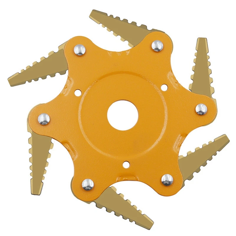 

2 Pcs 6T Lawn Mower Blade 180 Degrees Rotatable Lawn Mower Brush Cutter Garden Grass Blades-Green & Yellow