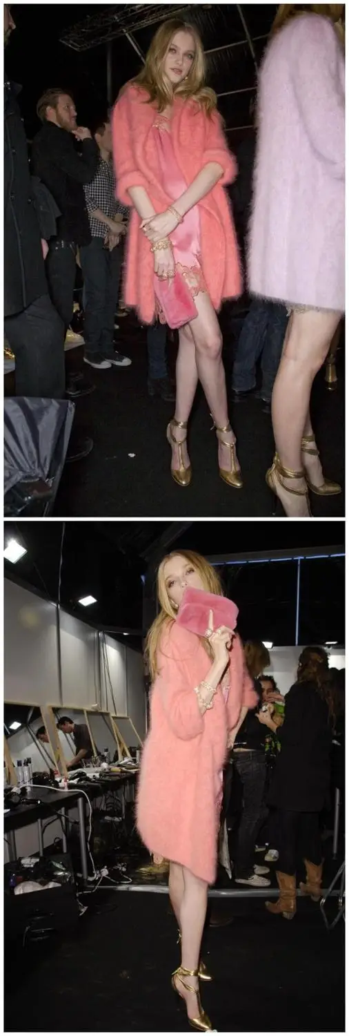 Женский длинный белый пушистый кашемир из натуральной норки теплый Ангорский