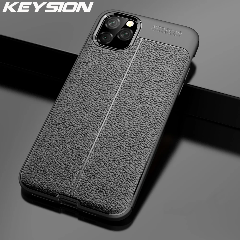 Чехол KEYSION для телефона iPhone 11 Pro Max с текстурой личи силиконовый ударопрочный