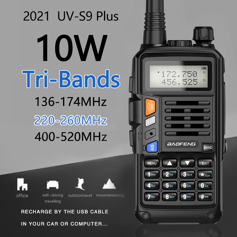 Портативная рация BaoFeng UV S9 PLUS 10 Вт 136 174 МГц/220 260 МГц/400 520 МГц|Рации| |