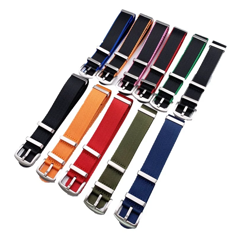 20mm 22mm Seat Belt Nylon NATO Zulu Strap Heavy Duty Military G10 Watch Band Replacement Watch Straps Black/Red Black/Orange