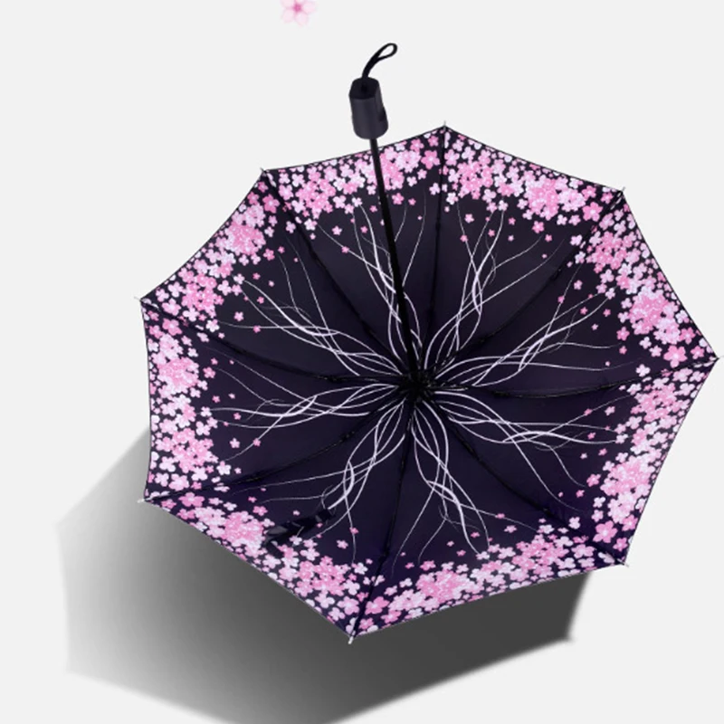 Черное покрытие зонтик небольшой складной дождевик ветростойкий автоматический