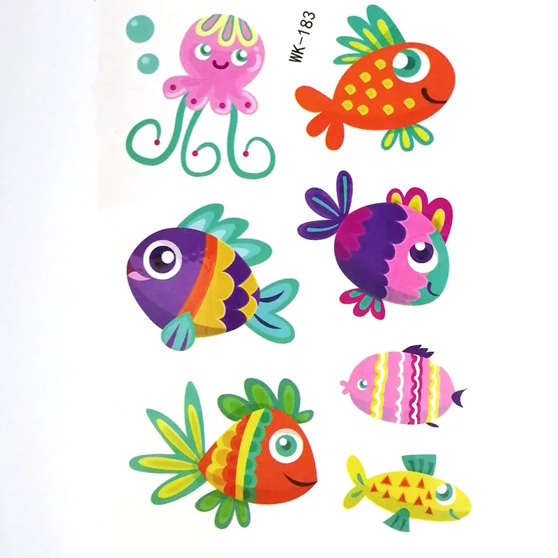 Детская Временная тату с морскими животными поддельные татуировки наклейки на